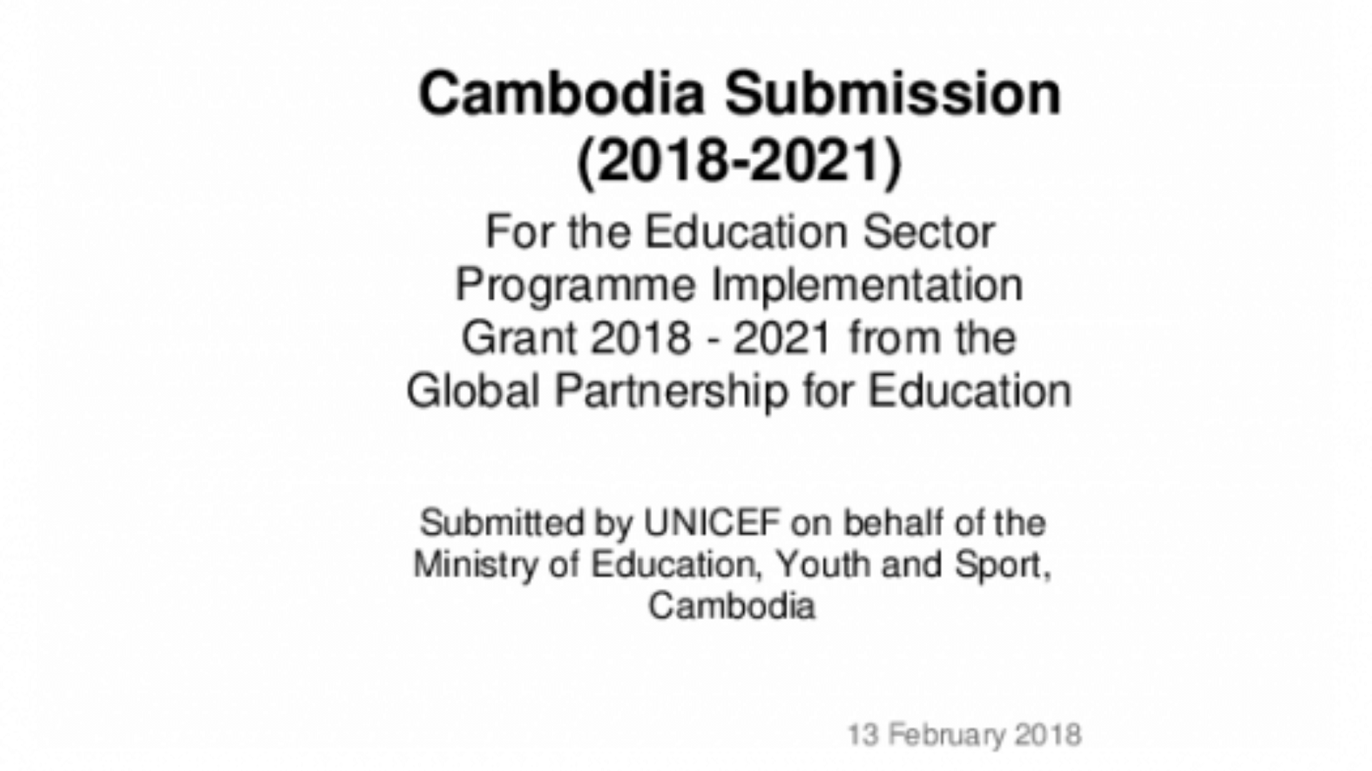Program document for a grant to Cambodia (variable part). 2018-2021