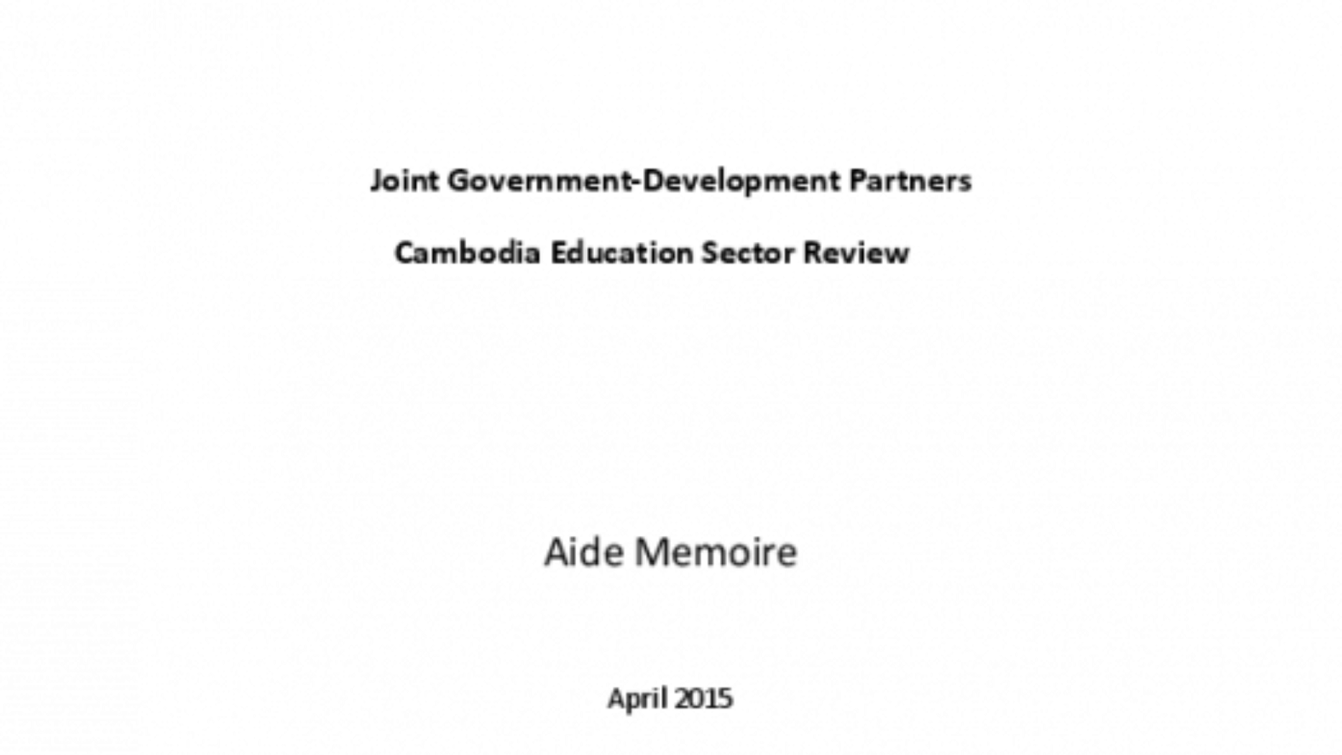 Joint sector review report 2015. Cambodia