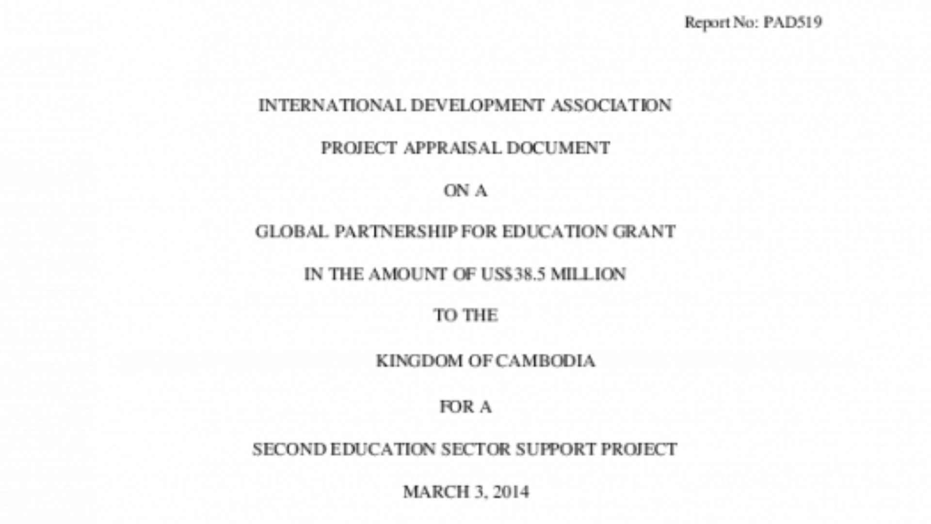 Program document 2014. Cambodia