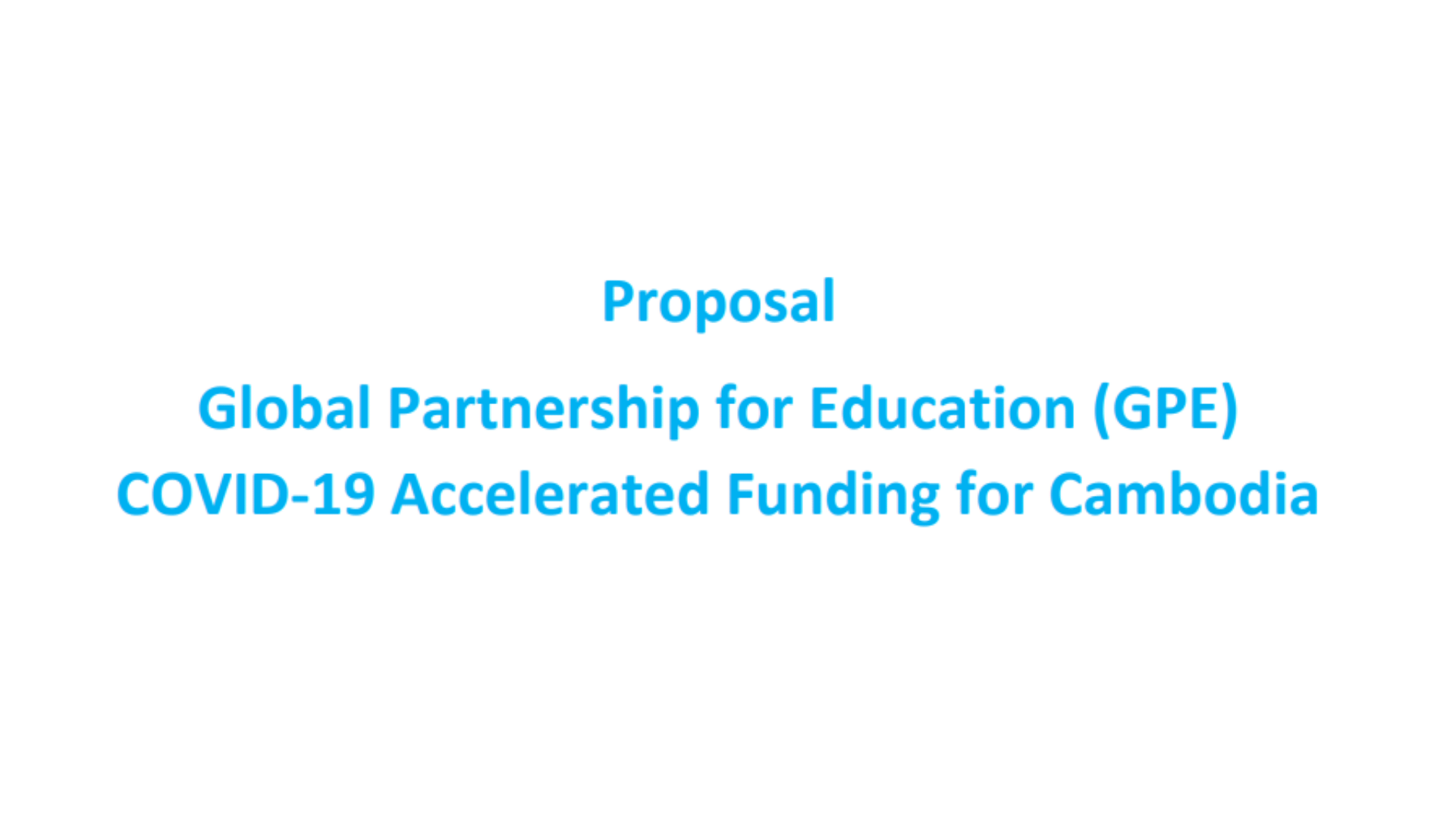Program document for COVID-19 accelerated funding for Cambodia. 2020