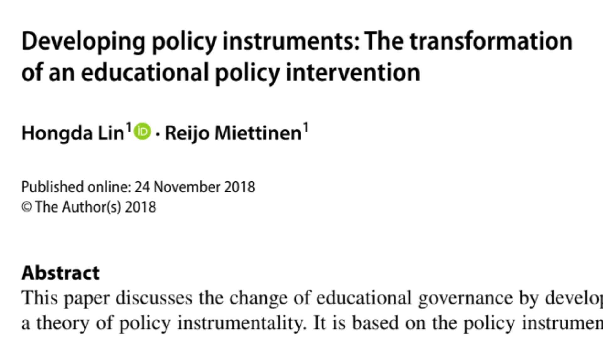 Developing policy instruments: The transformation of an educational policy intervention