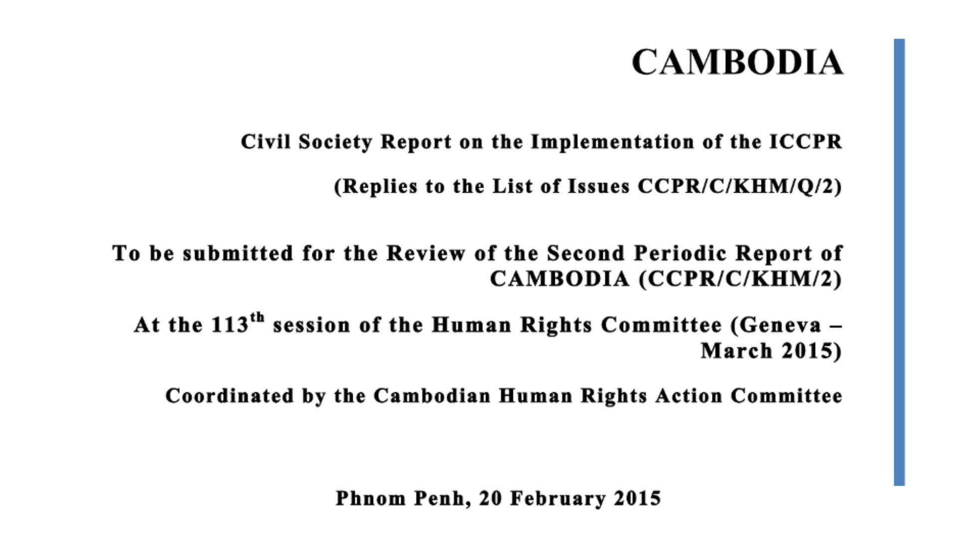 Civil Society Report on the Implementation of the ICCPR