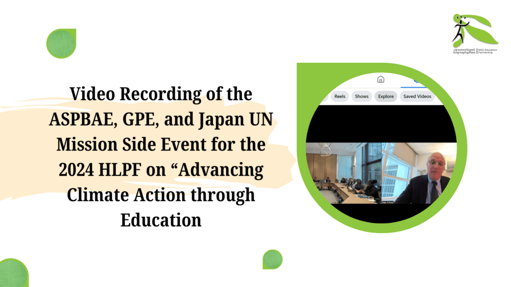 Video: ASPBAE, GPE, and Japan UN Mission’s 2024 HLPF Event on “Advancing Climate Action through Education”